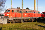 218 011-5 von FLEX in der Abstellung von Bremerhafen Hafen. 25.12.25