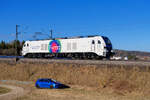 Größenvergleich zwischen einem PKW und 159 202 HHPI/ELP als Tfzf bei Parsberg Richtung Regensburg, 23.02.2022