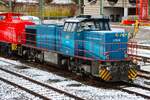 HGB Vossloh G1206 V150.01 (275 502-3) am 16.02.26 in Mainz Hbf vom einer Brücke aus fotografiert
