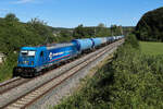 Hessische G�terbahn 187 327 mit Kesseln am 3.7.26 bei Dollnstein.
