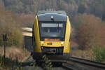 HLB LINT41 (VT 272) am 7.11.2020 am BÜ bei Karlssprudel in Stockhausen als RB45 nach Limburg(Lahn).