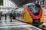 Ein Alstom Coradia Continental (ET 263) der HLB als RE 98/RE 99 (Main-Weser- und Main-Sieg-Express) nach Kassel Hbf, bzw.