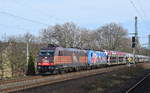 185 600 zieht 186 381 mit einem Autozug durch Meiderich Süd gen Moers.

Duisburg Meiderich 20.02.2021