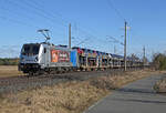 187 313 der Railpool führte am 01.03.26 für die HSL einen BLG-Autozug durch Wittenberg-Labetz Richtung Dessau.