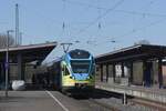 LENGERICH (Kreis Steinfurt), 29.03.2021, ET 8.05 der Eurobahn (im Outfit der Westfalenbahn) als RB 66 nach Münster Hbf im Bahnhof Lengerich(Westf)