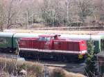 LEG 202 425-5 (ex DR V100) steht am 22.03.2006 abgestellt vor dem Schuppen des Eisenbahmuseums (EBM) in Leipzig-Plagwitz.