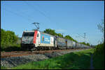 Lokomotion 185 665-7  50 Jahre Kombiverkehr  mit einem Klv-Zug am 28.04.2025 bei Thüngersheim im Maintal.