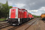 Ausfahrt der Gastlokomotiven als Lokzug mit der 202 781 der 155 183 von MAED im BW Schwarzenberg zum Bahnbetriebswerkfest am 17.05.2026