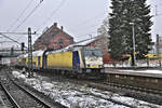 Metronom 146521 hält hier am 13.2.2026 um 13.50 Uhr mit einem RE nach Lüneburg in Hamburg-Harburg Gleis 4.