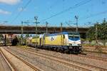 146 534-3 metronom mit RB41 nach Bremen Hbf bei der Ausfahrt in Hamburg Harburg, August 2025.