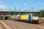 146 538 metronom bei der Ausfahrt in Hamburg Harburg, August 2025.