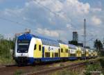 Eine 5-Teilige Dostogarnitur der Metronom-Eisenbahngesellschaft durchfhrt am 6.07.09 als ME 39425 Hamburg-Hbf - Cuxhaven Hamburg-Unterelbe Richtung Buxtehude.