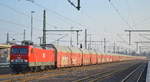 MEG 607 (91 80 6143 310-1 D-MEG) mit einem Ganzzug geschlossener Doppelstock- Autotransportwagen der Wagengattung Hccrrs 328 der DB Schenker Rail Automotive GmbH am 21.03.19 Durchfahrt Magdeburg Hbf.
