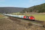 MEG 802 mit einem Zementzug am 17.03.2012 bei Harrbach.