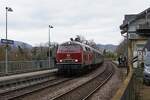 KBS 730 Basel-Waldshut-Schaffhausen-Singen: 218 155-0 (NeSA) + 1 BD + 3 B, RE 93574 Basel Bad Bf-Waldshut, öffentliche Abschiedsfahrt zum Ende des Dieselbetriebes, Laufenburg (Baden), 15.
