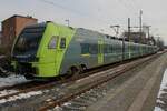 NordBahn ET6-02 verlasst am 15 Februar 2026 Elmshorn als Regionalzug nach Neumünster.