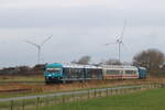 629 003 mit den letzten IC-Kurswagen kurz vor Dagebüll in Nordfriesland.