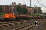 Northrail Voith Gravita mit Schotterzug in Wuppertal, August 2014.