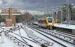 Einfahrt der ODEG RB33 (68821),  in den Bahnhof von B-Wannsee, für die Rückfahrt nach Jüterbog.