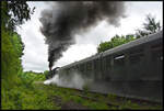 Das Dampfross 86 1744-1 (PRESS) beförderte den Sonderzug zu den Pfingstdampftagen des Deutschen Dampflokomotiv Museum (07.-09.06.2025) zwischen Neuenmarkt-Wirsberg und Marktschorgast drei Mal