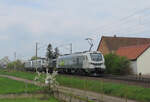Schwindratzheim - 14. April 2026 : Überführungsfahrt 416011 von Châlons en Champagne nach Mulhouse Nord. Die Railadventure 6041 zieht die 4185 011, und die ehemaligen SNCF Prima 27150 & 27155 die von Akiem an LTE Ungarn gemietet werden. Diese tragen schon ihre neue Nummer, bzw 491 004 & 491 001.