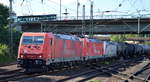 RHC mit der Doppeltraktion   185 606-1 / 2064  [NVR-Number: 91 80 6185 606-1 D-RHC] +   185 585-7 / 2053  [NVR-Number: 91 80 6185 585-7 D-RHC] mit 187 071-6 und Kesselwagenzug am Haken am 30.06.18 Bf.