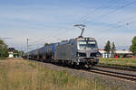 Mit einem Kesselwagenzug am Haken rollte am 08.09.26 192 045 der Rheincargo durch J�trichau Richtung Ro�lau.