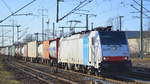 RTB CARGO GmbH, Düren [D] mit der Railpool Lok  186 110  [NVR-Nummer: 91 80 6186 110-3 D-Rpool] und Containerzug am 10.12.19 Richtung Frankfurt/Oder Durchfahrt BF.