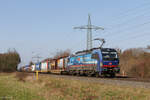 193 527-9  Main  (SüdLeasing / SBB Cargo International) mit einem Containerzug in Ratingen Lintorf, 26. Februar 2026