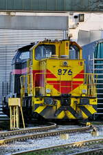 Mitte April 2023 war die TKSE-Diesellokomotive 876 in Hattingen zu sehen.