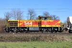 Lok 544 (ThyssenKrupp Steel Europe AG) mit einem Kalkzug in Ratingen Lintorf, 5.