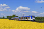 VT 320, VT 315 und VT 336 der BRB als RE10 Ersatzzug Richtung D�sseldorf Hbf in Meerbusch B�singhoven, 21. April 2026