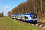 Nordwestbahn NWB RS2 am 29.3.2026 südlich von Loxstedt nach Bremen. 440 223