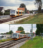 Der Bahnhof Dettenhausen, Endpunkt der Schönbuchbahn, 1998 und am 27.06.2025.