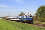 Deutschland   Lok E11 112 von TRI zieht einem Personenzug RB37 Krefeld - Neuss, in Kaarst Broicherseite 1/10/2025