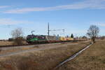 6193 203  Hidden Champion  von TX Logistik war mit einem  KLV  am 10. Februar 2026 bei Übersee am Chiemsee auf dem Weg nach München.