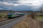 193 264 ELL/TXL  Born To Rail  mit einem Autotransportzug bei Oberdachstetten Richtung Würzburg, 05.12.2021