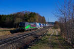 193 274 ELL/TXL  We love to connect  mit einem Routier KLV-Zug bei Postbauer-Heng Richtung Nürnberg, 07.03.2022