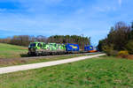193 234 ELL/TXL  Offroad  mit einem LKW-Walter KLV-Zug bei Mimberg Richtung N�rnberg, 12.04.2022