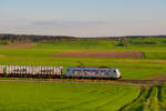 Lokportrait von 185 540 TXL  EC Kassel Huskies  mit einem KLV-Zug bei Oberdachstetten Richtung W�rzburg, 28.04.2022