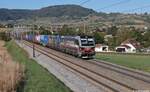 Am 12. September 2026 brachte die SBB Cargo International 193 544 mit der TXL 193 280  Attraktive Force  einem KV Zug �ber den B�zberg am �rtchen Frick (AG) vorbei. 