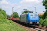 185 519-6 (VPS Verkehrsbetriebe Peine-Salzgitter) fhrt am 23. Mai 2009 um 12:56 Uhr mit einem GZ durch Hannover Limmer