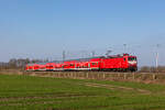 Ersatzverkehr im Expresskreuz Bremen/Niedersachen auf der Strecke Bremerhaven-Bremen-Osnabrück. 112-006-2 nach Osnabrück zwischen Diepholz und Lemförde. 22.3.26
