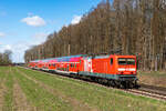 114 031 der WFL im Ersatzverkehr im Expresskreuz Bremen/Niedersachsen s�dlich von Loxstedt nach Bremen am 29.3.26.