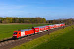 Regio Ersatzverkehr im Expresskreuz Bremen/Niedersachsen. 145 039-4 bei Gessel nach Osnabr�ck. 26.4.26