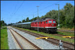 WFL 232 238-6 mit dem Sonderzug aus Potsdam am 08.08.2026 bei der nachmittaglichen Abstellung in Rostock Bramow.