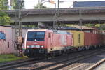 BR 189 801-4 D-WLE (WLE 81) mit Containern durch HH-Harburg Richtung Süden.