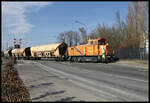 Am 16.3.2022 war mittags die WHE 14 Leihlok der Zement Werke Buzzi Dyckerhoff in Lengerich aktiv.