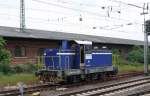 Henschel Lok 17 von Rhenus Logistics brachte am 29.5.2014 einen Container Zug zum Bahnhof Worms und fuhr anschließend wieder solo Richtung Ludwigshafen davon.