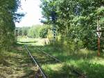 Industriebahn Eberswalde kurz vor dem Bahnbergang Coppistrae 31.08.2008